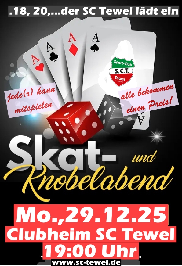 Skat und Knobeln beim SC Tewel am 29.Dezember