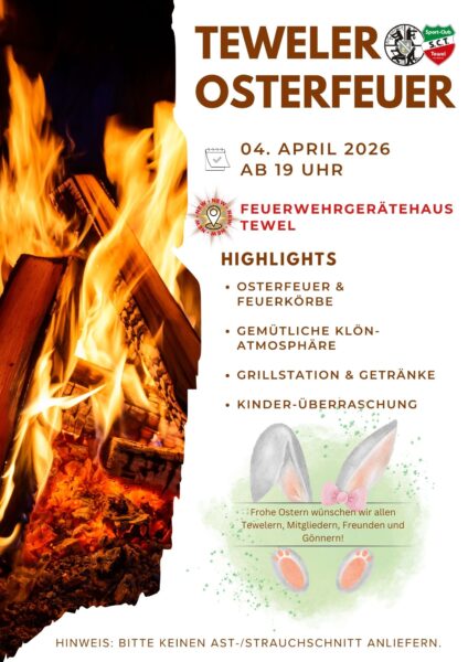 Osterfeuer in Tewel am 4. April 2026