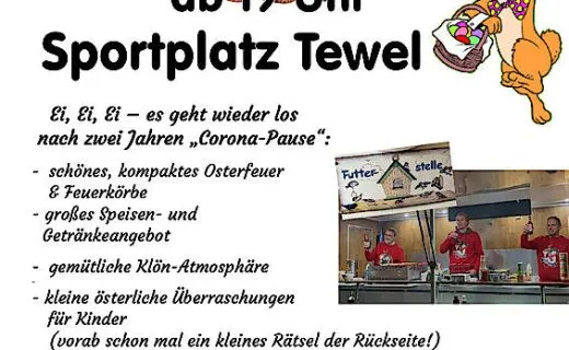 Osterfeuer in Tewel am Samstag, 16.April ab 19 Uhr